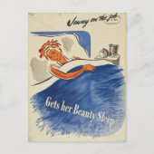 仕事中のジェニーが美貌の睡眠を Vintage ポストカード (正面)