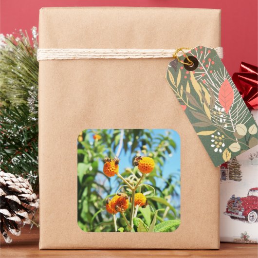 仕事中のミツバチ スクエアシール (クリスマス)