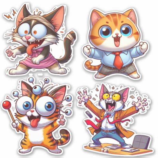 仕事中の子ネコ シール (正面)