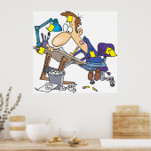 仕事中の漫画家 ポスター (キッチン)