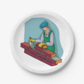 仕事中の煉瓦 ペーパープレート (正面)