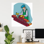 仕事中の煉瓦 ポスター (ホームオフィス)