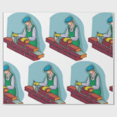 仕事中の煉瓦 ラッピングペーパー (フラット)