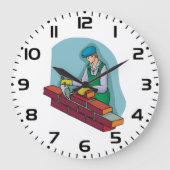 仕事中の煉瓦 ラージ壁時計 (正面)
