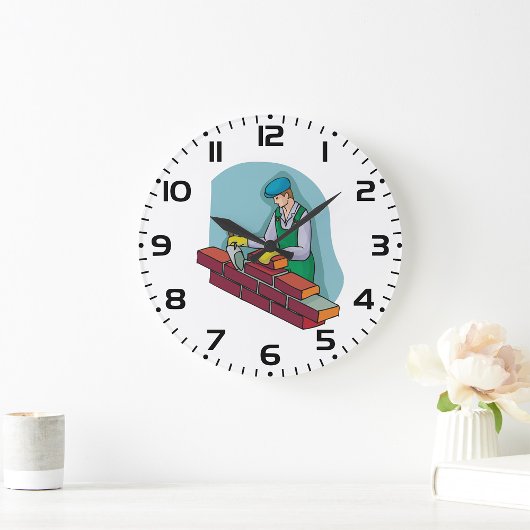 仕事中の煉瓦 ラージ壁時計