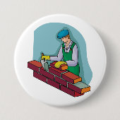 仕事中の煉瓦 缶バッジ (正面)
