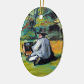 「仕事中の画家」ポール・セザンヌによる、ヴィンテージ ファインアート セラミックオーナメント (左)