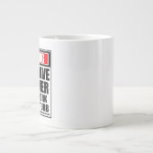 仕事中警告のニューウェーブドラマー懸命 ジャンボコーヒーマグカップ (正面)