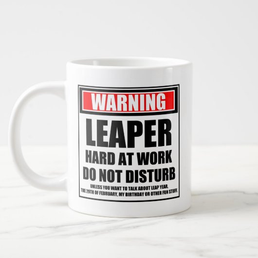 仕事中警告の新聞の懸命が邪魔にならない ジャンボコーヒーマグカップ (左)