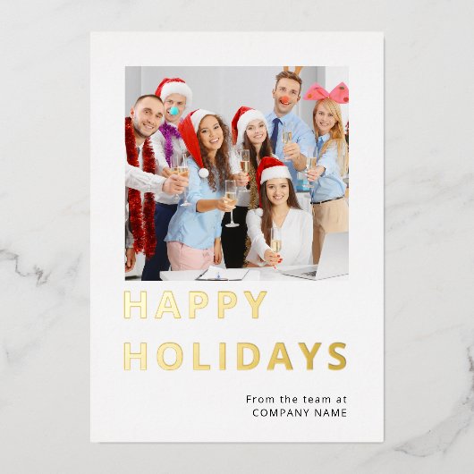 仕事仲間フォト会社のロゴQRハッピー休日 箔シーズンカード (正面)