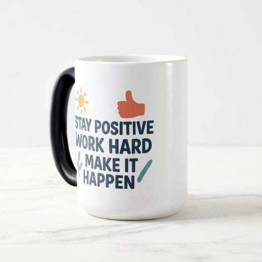 仕事前向きの懸命を起こす モーフィングマグカップ (正面左)