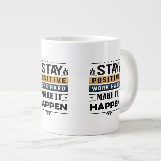 仕事前向きの懸命起こらせマググ ジャンボコーヒーマグカップ (正面右)