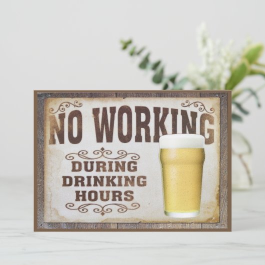 「仕事無し」男子両面誕生日 招待状 (スタンド正面)