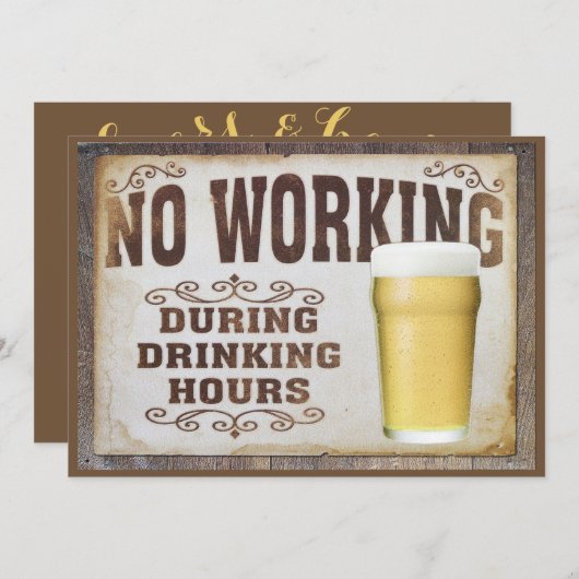 「仕事無し」男子両面誕生日 招待状 (正面/裏面)