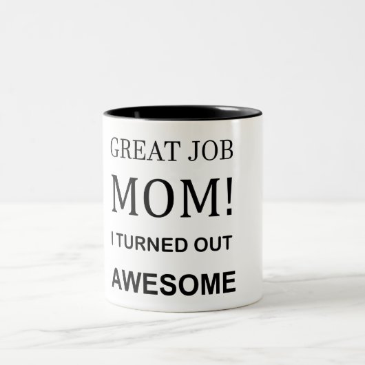 仕事素晴らしママ私がマグを出素晴らしした ツートーンマグカップ (中央)