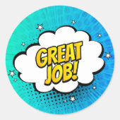 仕事素晴らし漫画ブックアポップ・アートのートステッカー ラウンドシール (正面)