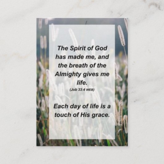 仕事33:4神の霊が私を作り エンクロージャーカード (正面)