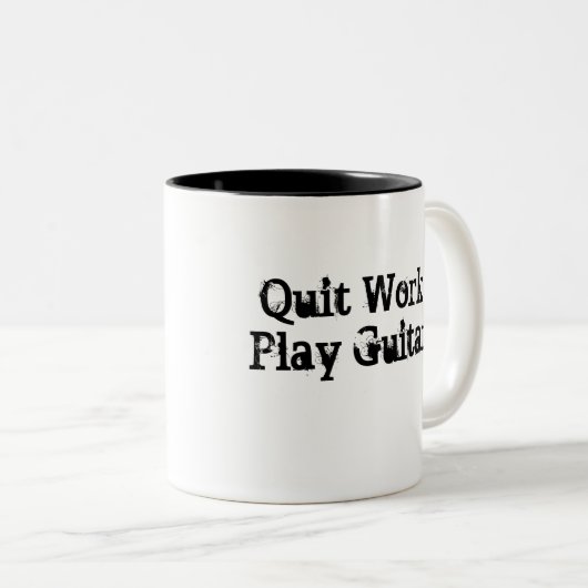 仕事、演劇のギターのコーヒー・マグをやめて下さい ツートーンマグカップ (正面右)