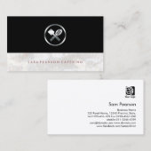 仕出しはっきりした銀器アイコン食品サービス 名刺 (正面/裏面)