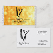 仕切り付きシアー&コーム(金ゴールドおよび白《写真》ぼけ味) 名刺 (正面/裏面)