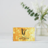 仕切り付きシアー&コーム(金ゴールドおよび白《写真》ぼけ味) 名刺 (スタンド正面)