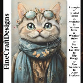 仕様、スカーフ、花AZ7デコページ付きシックな猫 薄葉紙