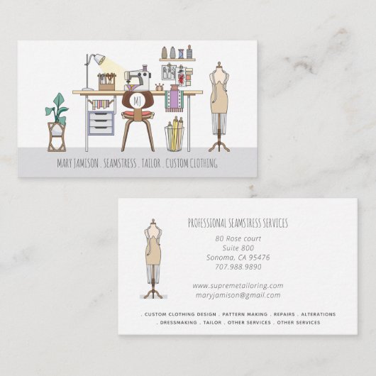 仕立業者の船乗りの道具 名刺 (正面/裏面)