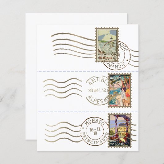 仕訳帳フェイクの郵便切手ポストマークEphemera (正面/裏面)