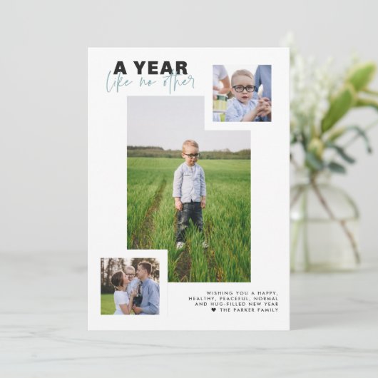 他に類のない1年 | 年末年始の祝日の写真カード 招待状 (スタンド正面)