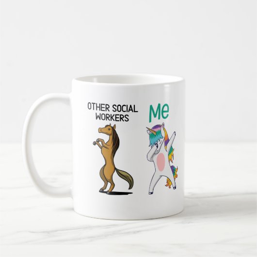 他のソーシャルワーカー対Me Mug、Dabbing Unicorn コーヒーマグカップ (左)