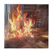他の世界の芸術では火がぱちぱちと燃え上がる タイル (正面)