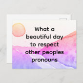 他の人々の代名詞を尊重する美しい日 ポストカード (正面/裏面)