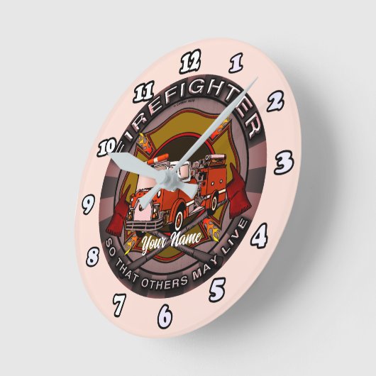 他の人が時計を生きるように消防士 ラウンド壁時計 (傾斜)