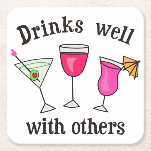 他の人と一緒によく飲む スクエアペーパーコースター (正面)
