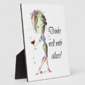 他の人と一緒によく飲む，ワイおもしろいンアート フォトプラーク (側面)