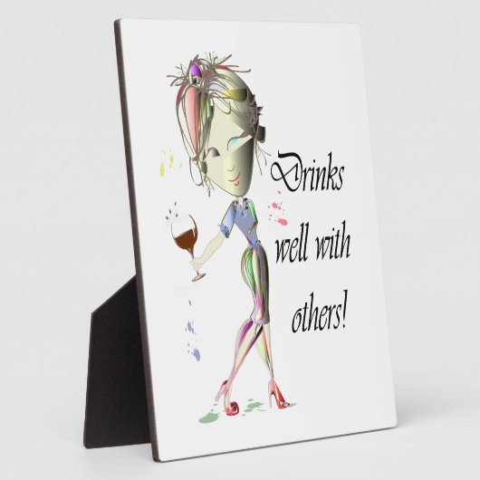 他の人と一緒によく飲む，ワイおもしろいンアート フォトプラーク (側面)