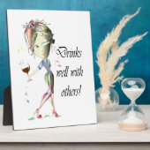 他の人と一緒によく飲む，ワイおもしろいンアート フォトプラーク (側面)