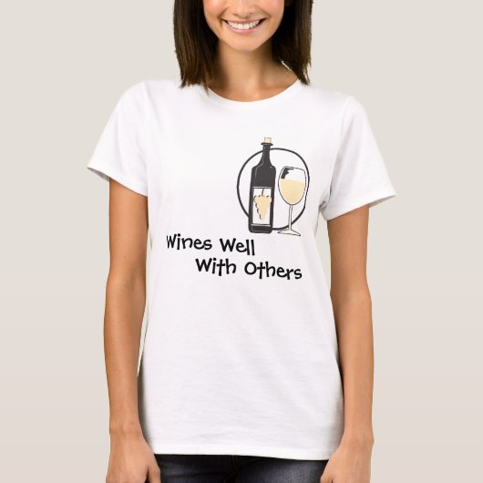 他の人と上手にワインを飲む Tシャツ (正面)