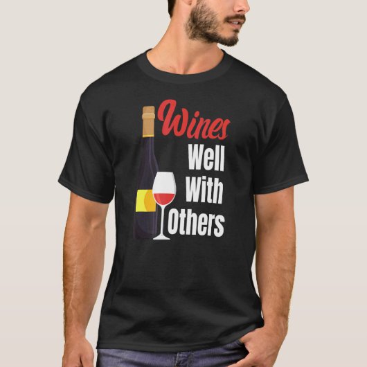 他の人と上手にワインを飲む Tシャツ (正面)