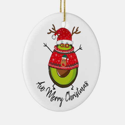 他の半分の夫の妻のためのクリスマスアボカドの贈り物 セラミックオーナメント (右)