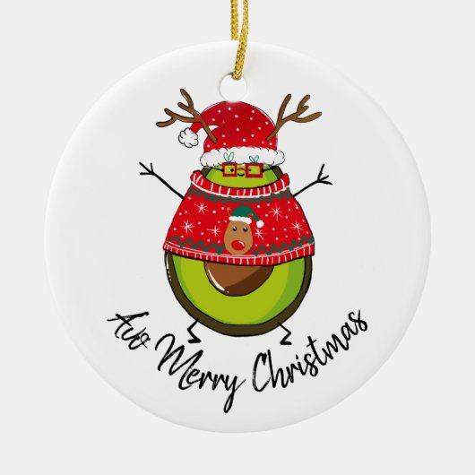 他の半分の夫の妻のためのクリスマスアボカドの贈り物 セラミックオーナメント (正面)