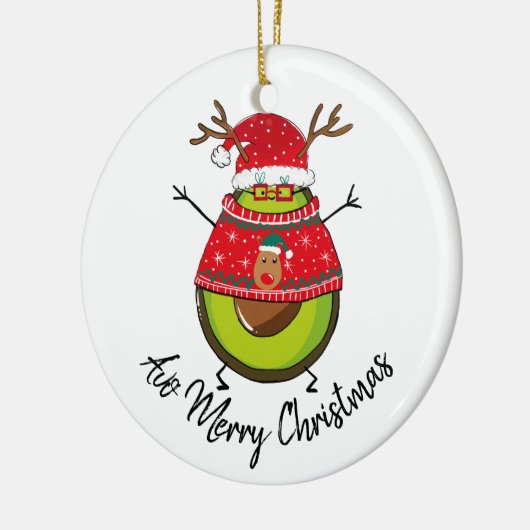 他の半分の夫の妻のためのクリスマスアボカドの贈り物 セラミックオーナメント (左)