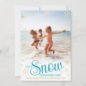 他の場所で雪を降らせて 現代のバケーション フォト シーズンカード (正面)