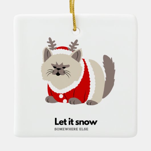 他の場所で雪 セラミックオーナメント (正面)