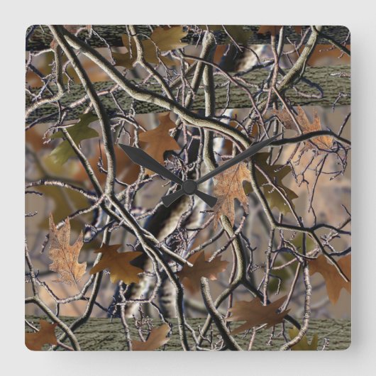 他の迷彩柄のように家に溶け合う時計 スクエア壁時計 (正面)