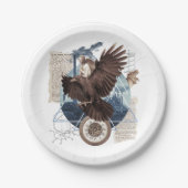 他の飛んでいるいくつかの要素のコラージュを持つワシ ペーパープレート (正面)
