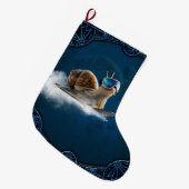 他クールのよりも、スノーボードのカタツムリ。 ラージクリスマスストッキング (正面 (吊り時))