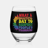 他人を尊敬する美しい日 ステムなしワイングラス (裏面)