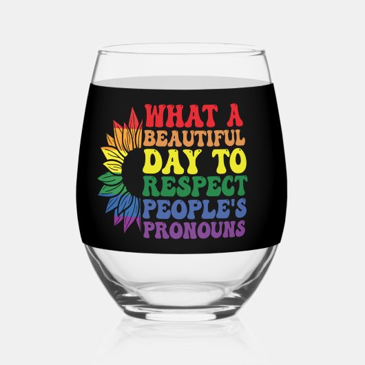 他人を尊敬する美しい日 ステムなしワイングラス (裏面)