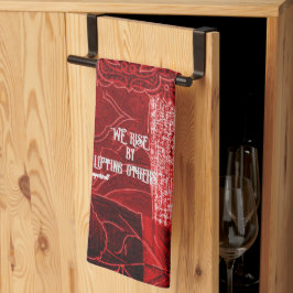 他人を高みへと導くことで 自分も高みへ Kitchen Towel 赤いパッチワーク キッチンタオル